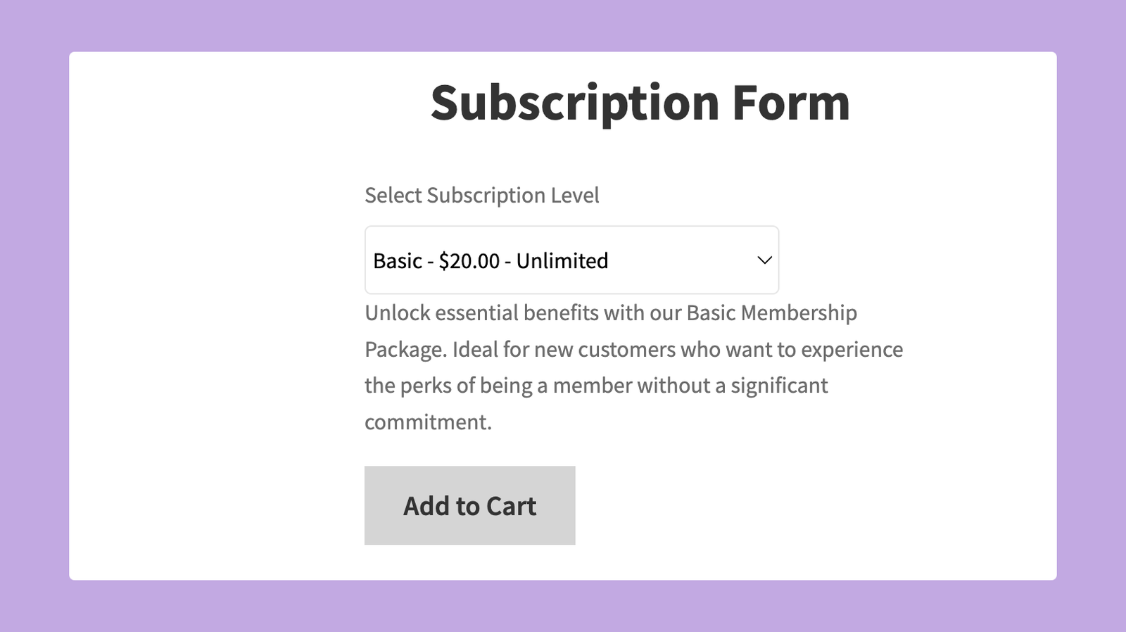 Subscription preview in the frontend